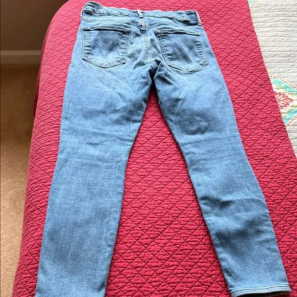 MOTHER High Waisted Looker Ankle Jeans - Light Denim Blue - Picture 6 of 7
